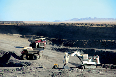 Most of the coal mining in Mongolia is carried out by open-pit methods.